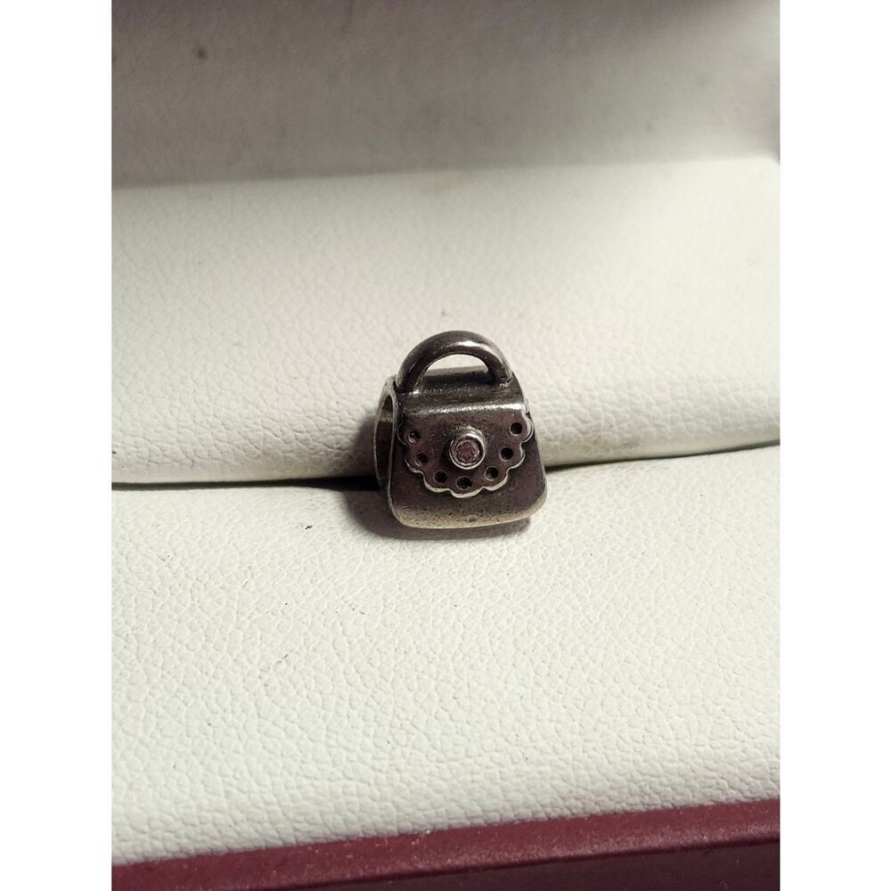 Authentic Pandora Purse Charm Sterling Silver 925 W/Pink CZ ALE RETIRED